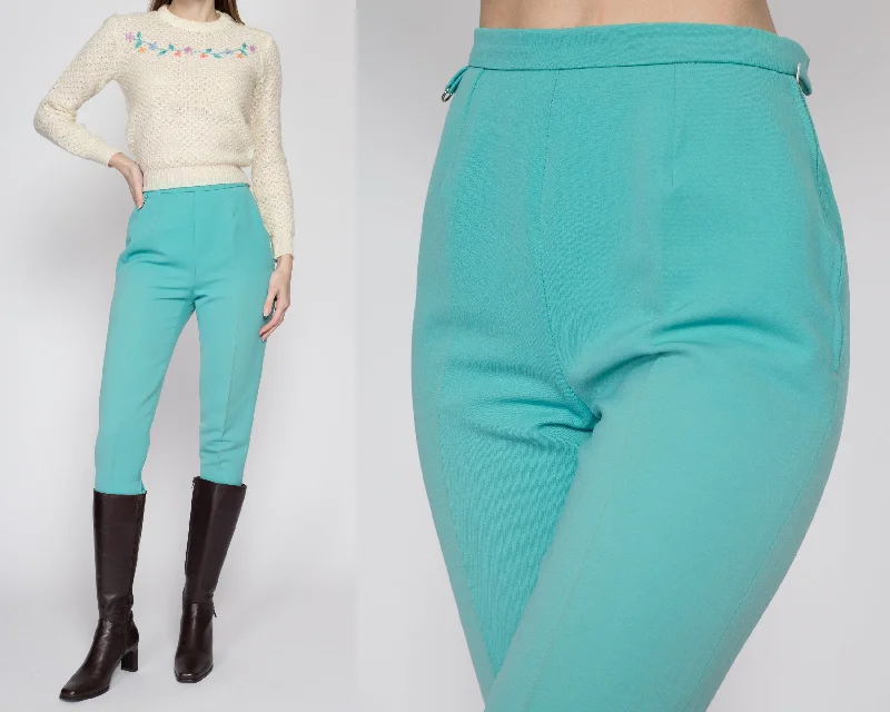 Petite XS 60s 70s Aqua Blue Stirrup Ski Pants