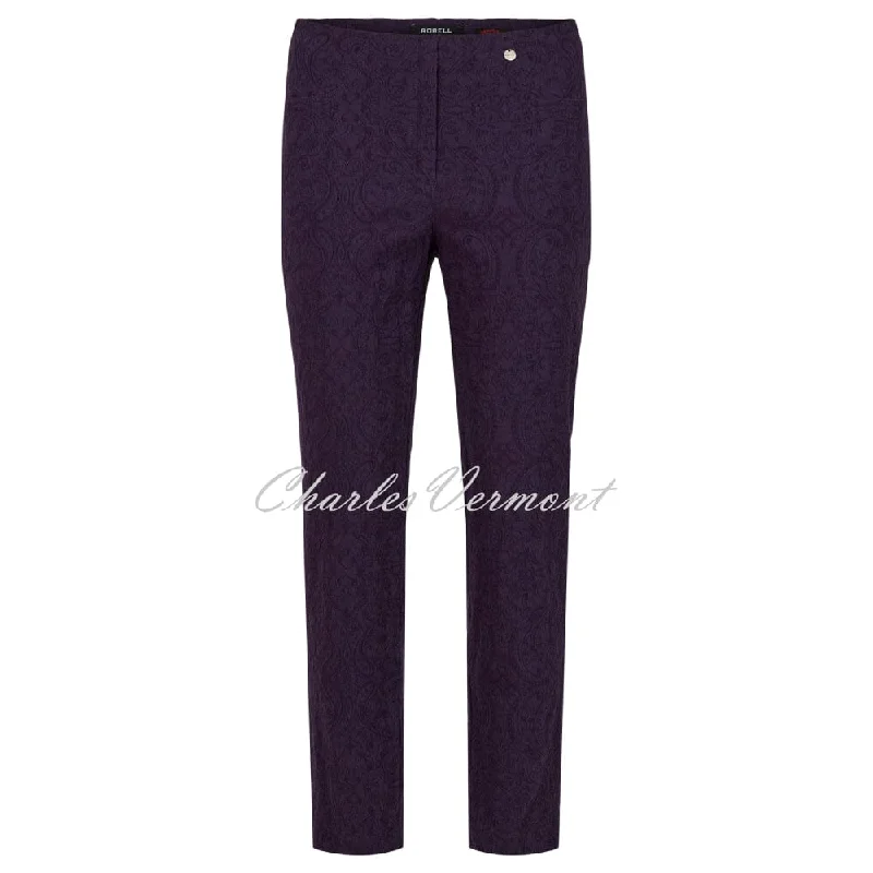 Robell Bella 09 - 7/8 Cropped Trouser 51560-54145-591 (Purple Paisley Jacquard)