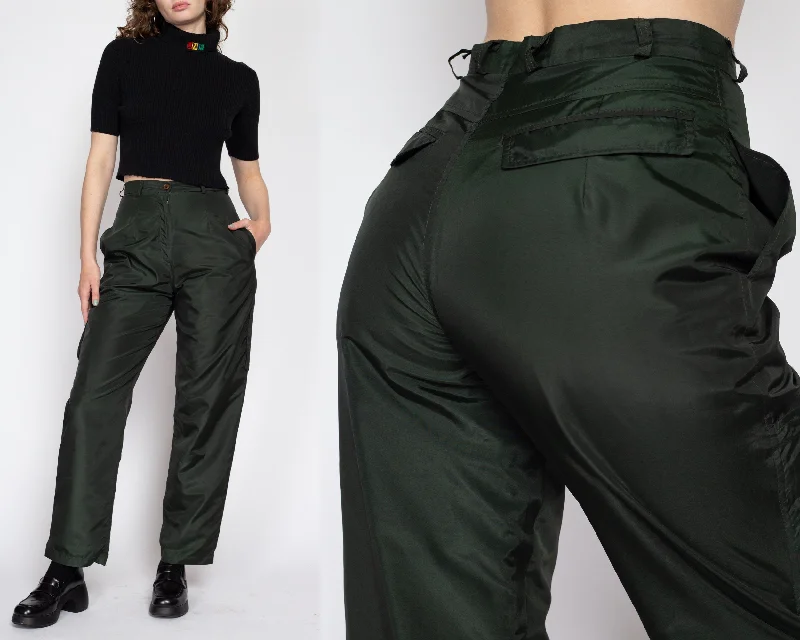 Small 90s Harve Benard Forest Green Lined Windbreaker Pants 27""