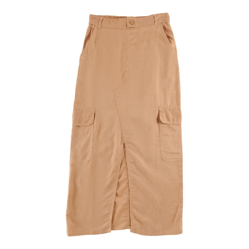 Women's Long Linen Cargo Skirt