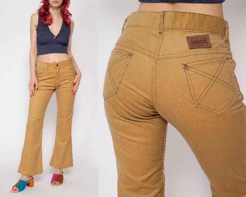 XS 70s Tan Corduroy Mid Rise Flared Pants