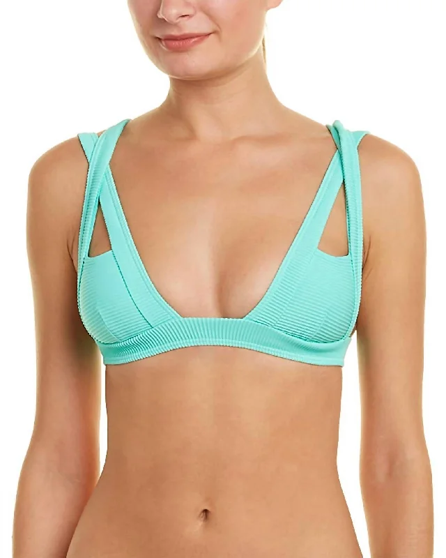 Solid Ribbed Multiple Strap Top In Mint