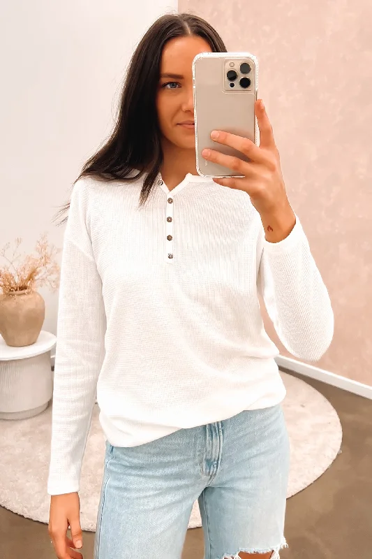 Avery Long Sleeve Top White