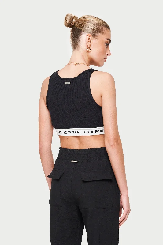 CTRE KNIT CROP TOP - BLACK