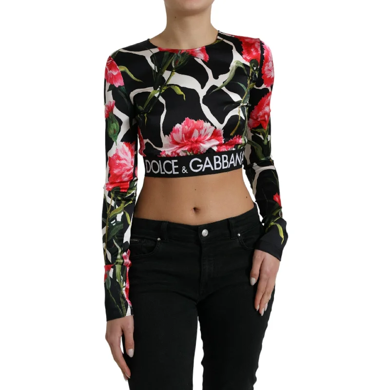 Dolce & Gabbana Elegant Floral Cropped Blouse Top