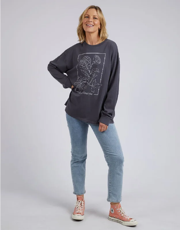 Framed Long Sleeve Tee - Washed Black