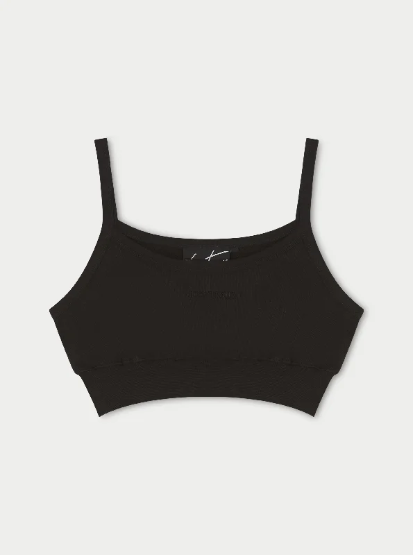 JERSEY LOGO CROP TOP - BLACK