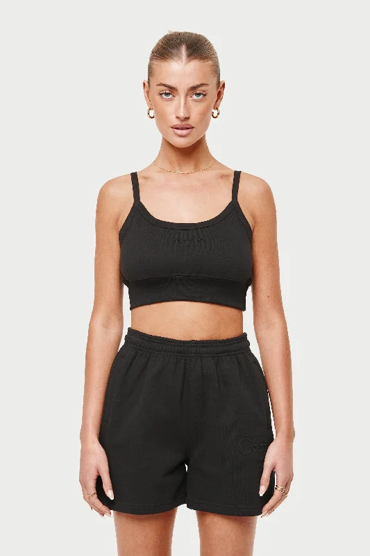 JERSEY LOGO CROP TOP - BLACK