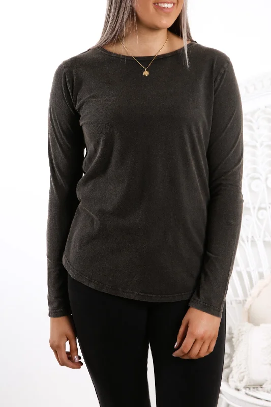 Kara Long Sleeve Tee Washed Black