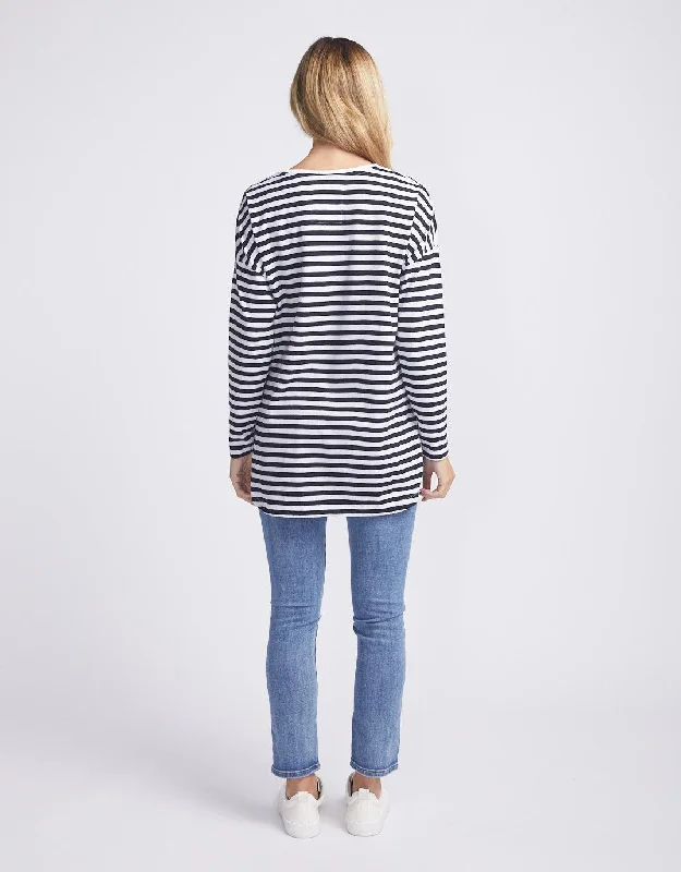 Lauren Stripe Long Sleeve Tee - Black & White Stripe