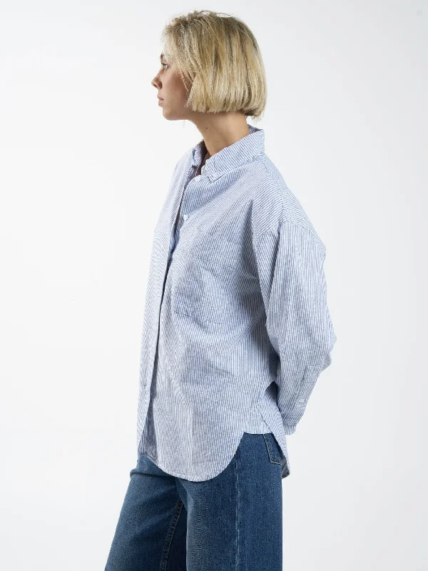 Maxwell Oxford Oversized Shirt - Royal Blue Stripe