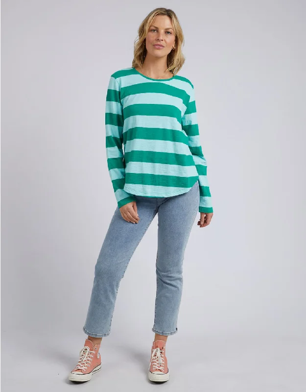 Spritz Stripe Long Sleeve Tee - Goodness Green Stripe