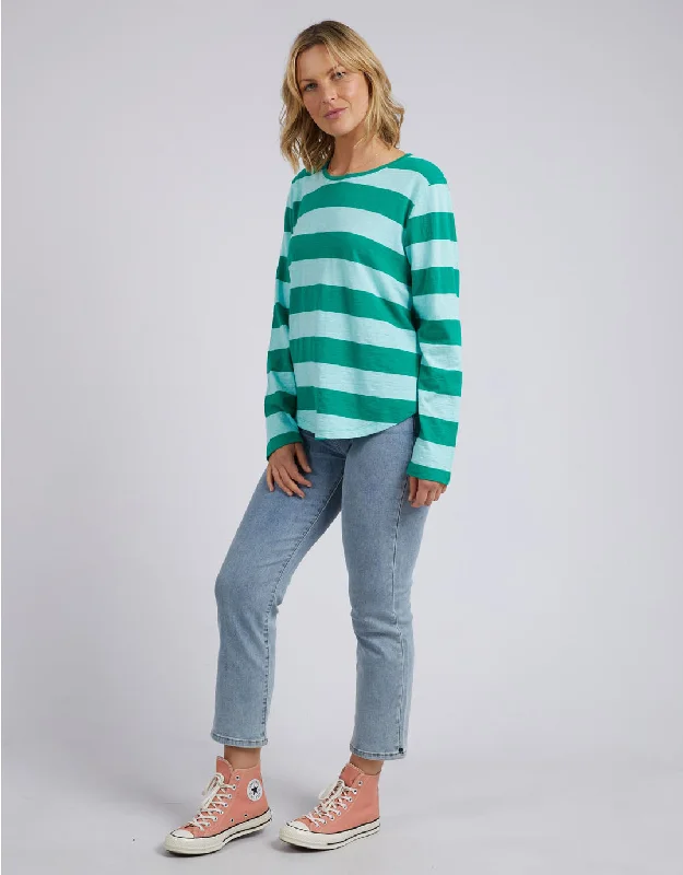 Spritz Stripe Long Sleeve Tee - Goodness Green Stripe