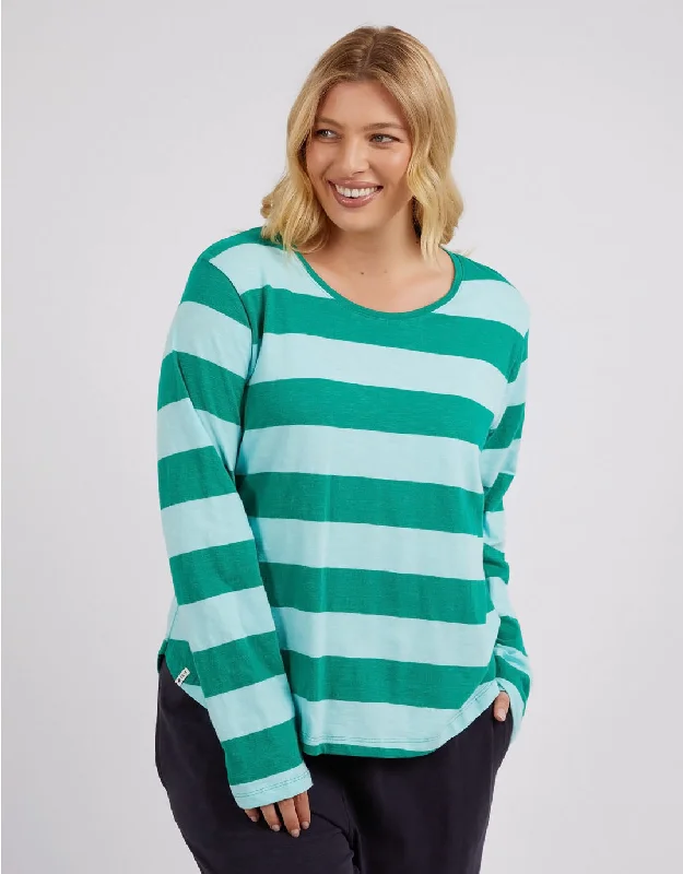 Spritz Stripe Long Sleeve Tee - Goodness Green Stripe