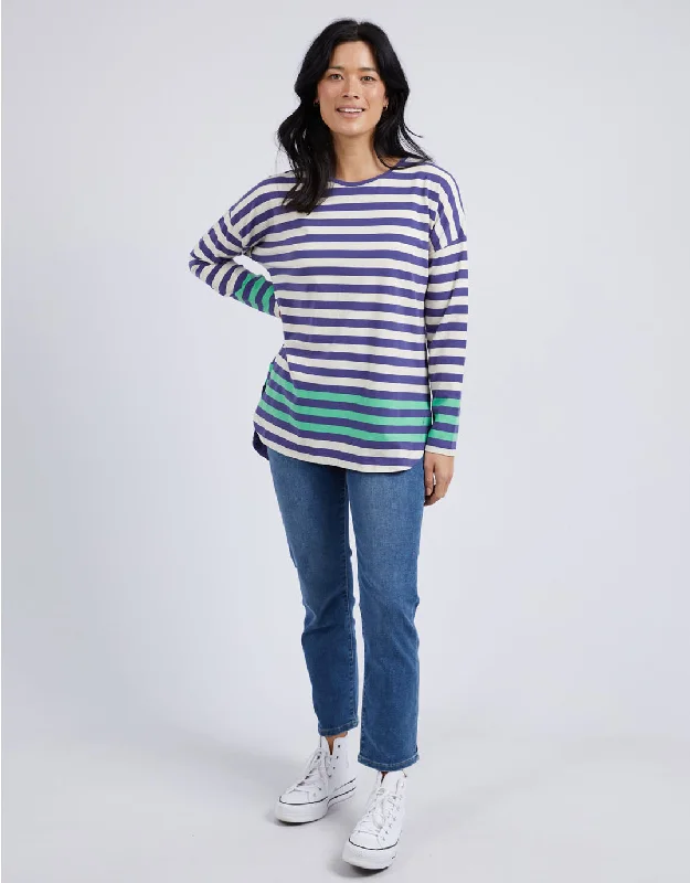 Turn Back Long Sleeve Tee - Indigo/Pearl Stripe