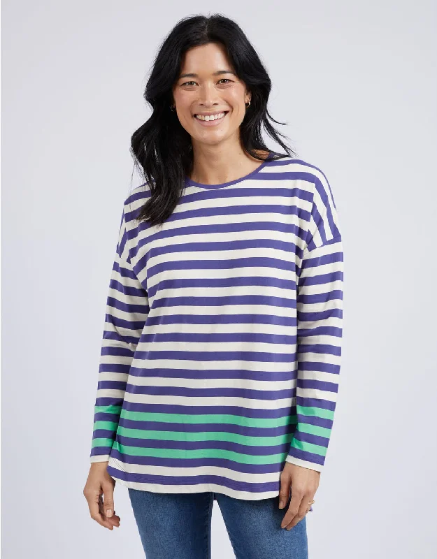 Turn Back Long Sleeve Tee - Indigo/Pearl Stripe