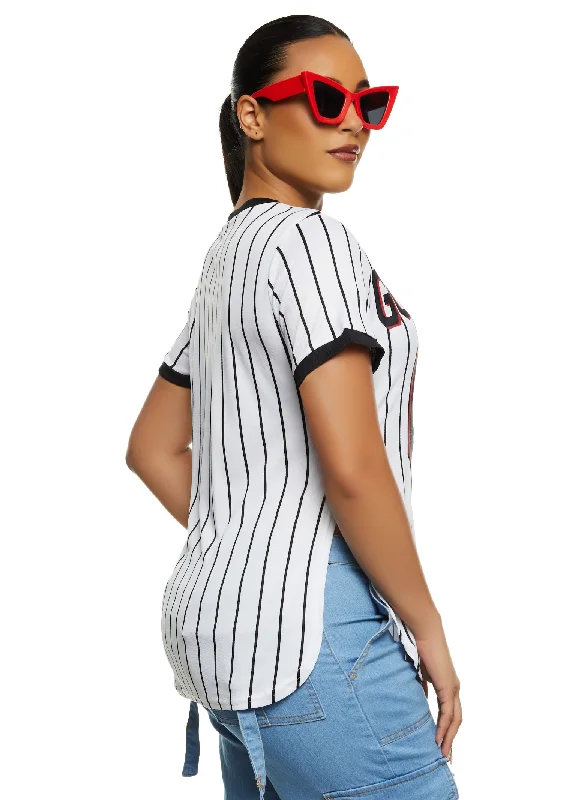 Good Vibes 01 Pinstripe Baseball Tee