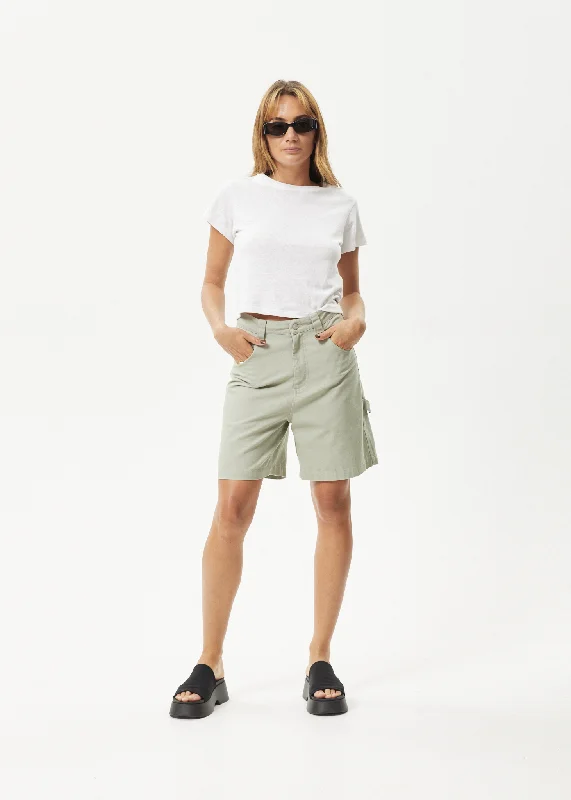 AFENDS Womens Emilie - Canvas Carpenter Short - Eucalyptus