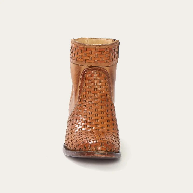 Basketweave Side Zip Ankle Boot