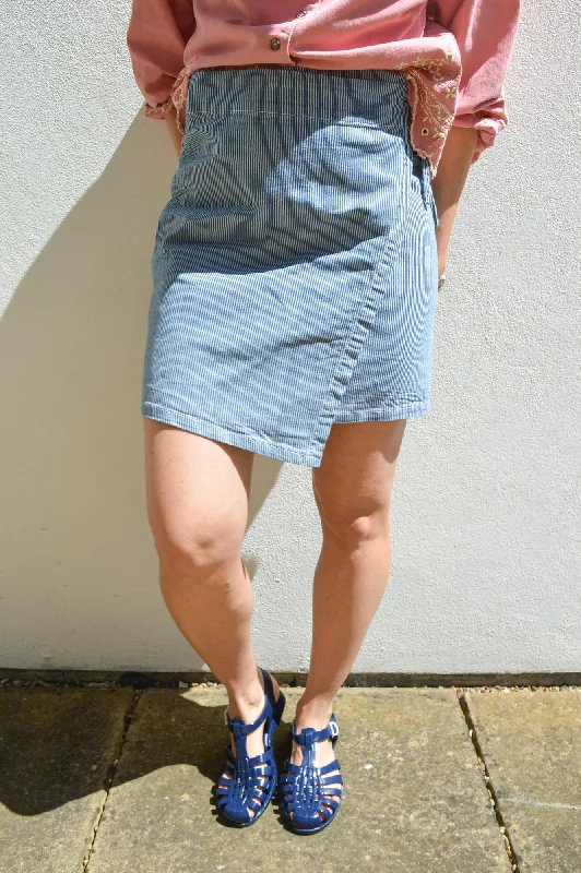 Object Sola Twill Wrap Blue Mini Skirt