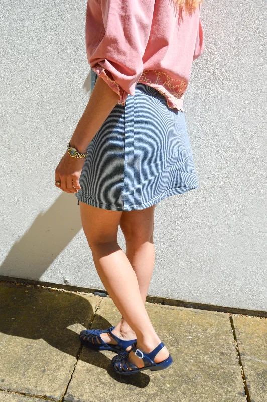 Object Sola Twill Wrap Blue Mini Skirt