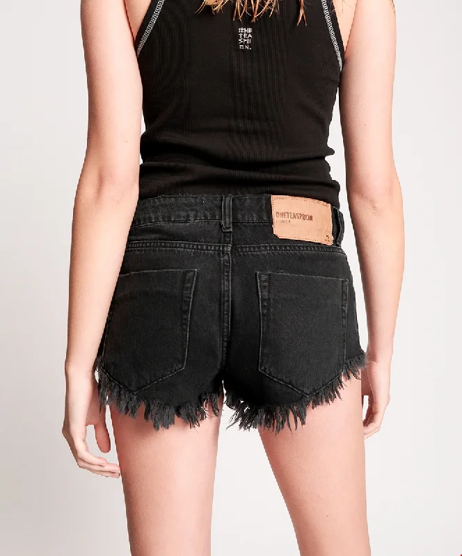 OneTeaspoon Womens Worn Black Bonitas Low Waist Denim Shorts - Worn Black