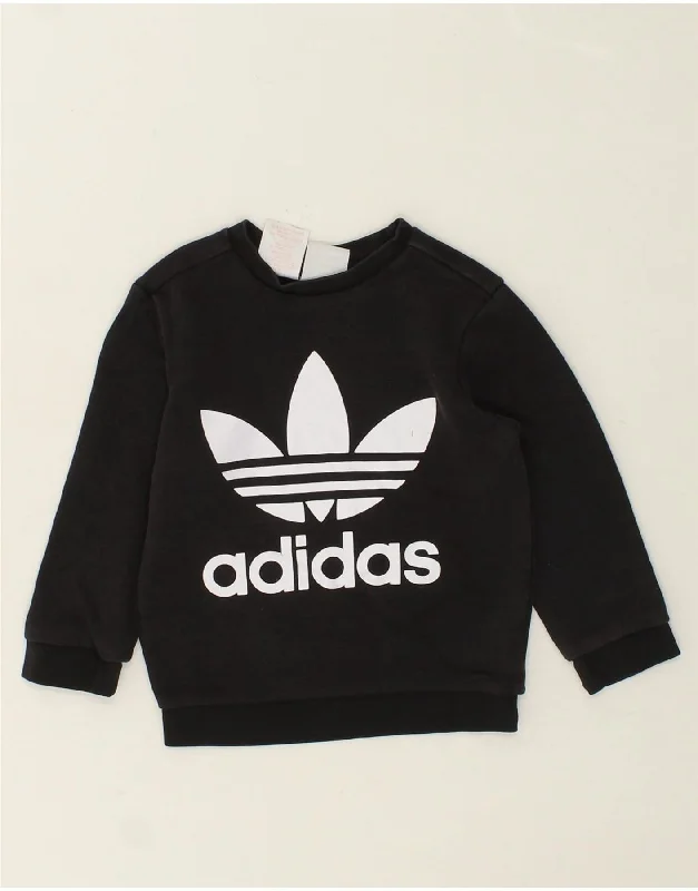 ADIDAS Boys Graphic Sweatshirt Jumper 3-4 Years Black Cotton