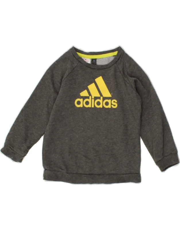 ADIDAS Boys Graphic Sweatshirt Jumper 3-4 Years Grey Cotton