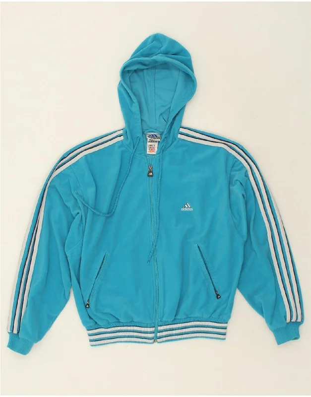 ADIDAS Womens Zip Hoodie Sweater UK 12 Medium Blue