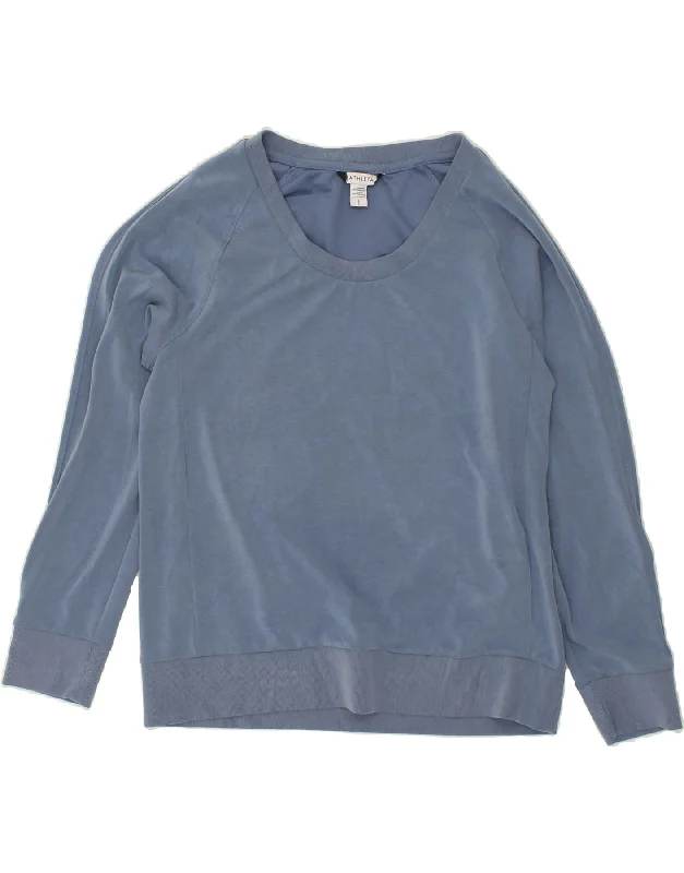 ATHLETA Womens Sweatshirt Jumper UK 16 Large Blue Polyacrylic