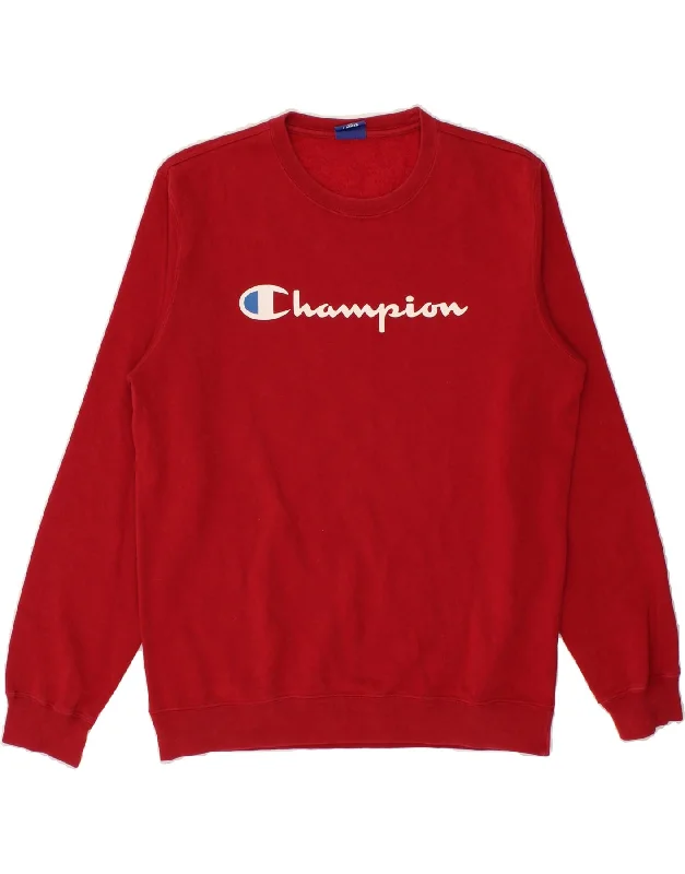 CHAMPION Mens Graphic Sweatshirt Jumper Large Red