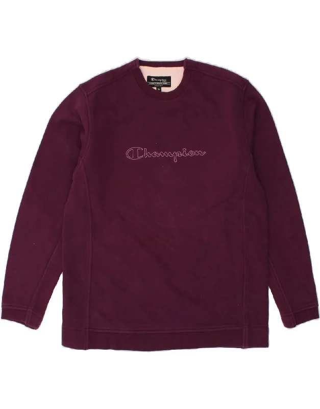 CHAMPION Womens Graphic Sweatshirt Jumper UK 14 Medium Burgundy Cotton