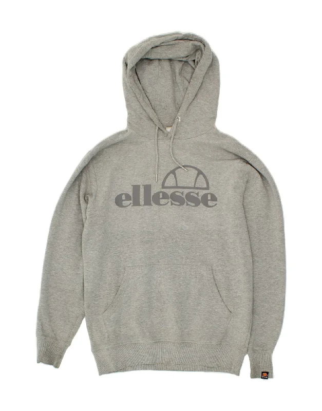 ELLESSE Mens Graphic Hoodie Jumper Medium Grey Cotton