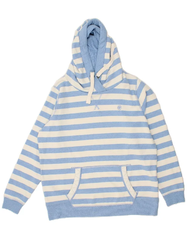 FAT FACE Womens Hoodie Jumper UK 14 Large  Blue Striped Cotton