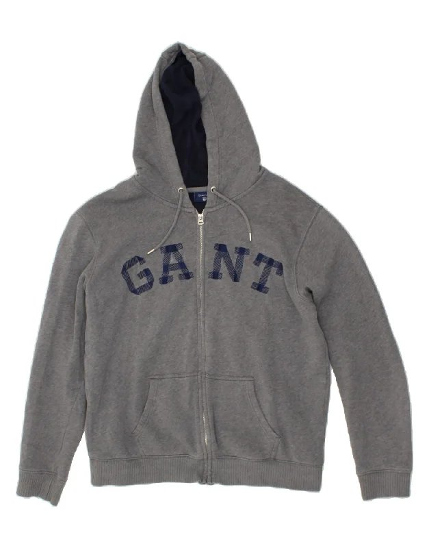 GANT Mens Graphic Zip Hoodie Sweater XL Grey Cotton