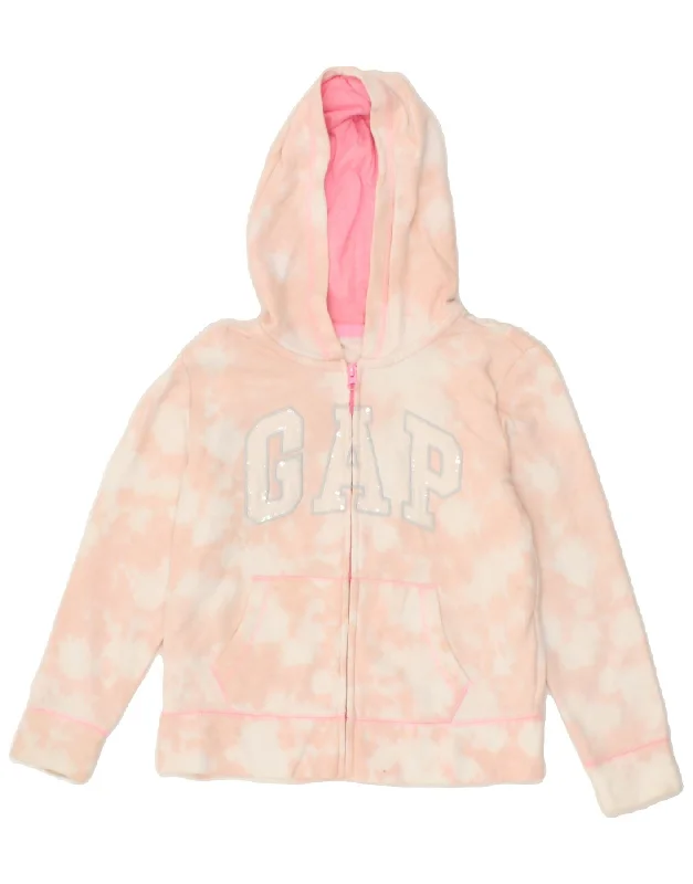 GAP Girls Graphic Zip Hoodie Sweater 7-8 Years  Medium  Pink Tie Dye