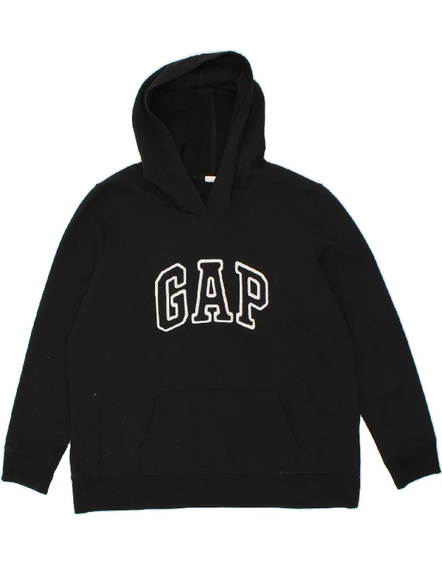 GAP Mens Graphic Hoodie Jumper XL Black Cotton