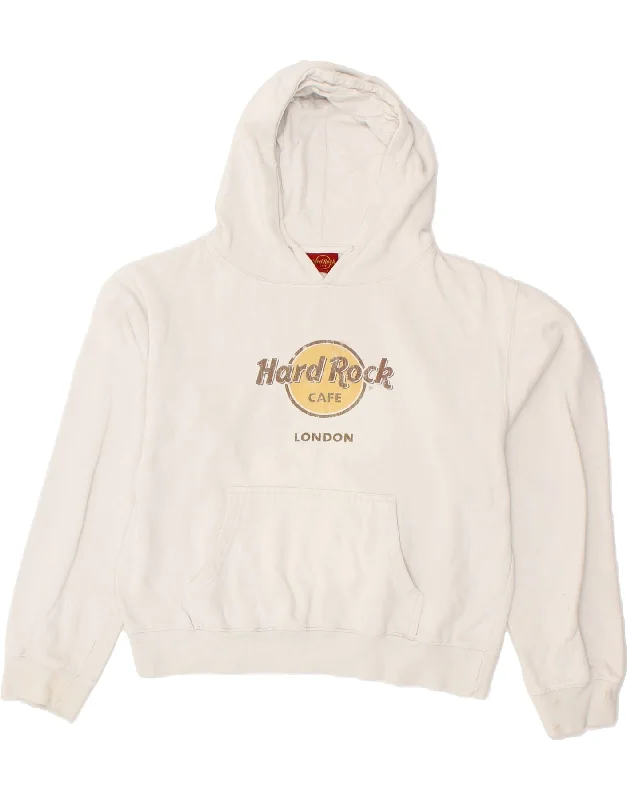 HARD ROCK CAFE Womens London Graphic Hoodie Jumper UK 14 Medium White