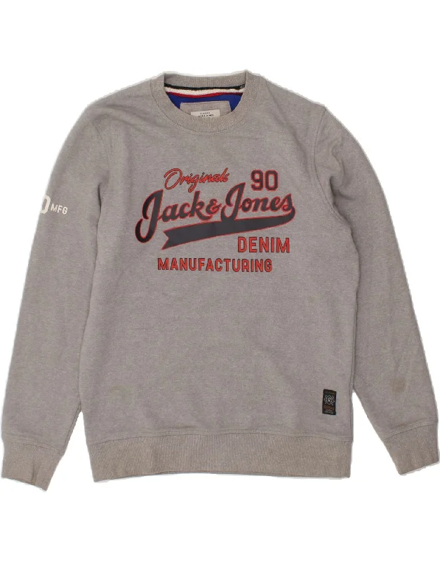 JACK & JONES Mens Graphic Sweatshirt Jumper Large Grey