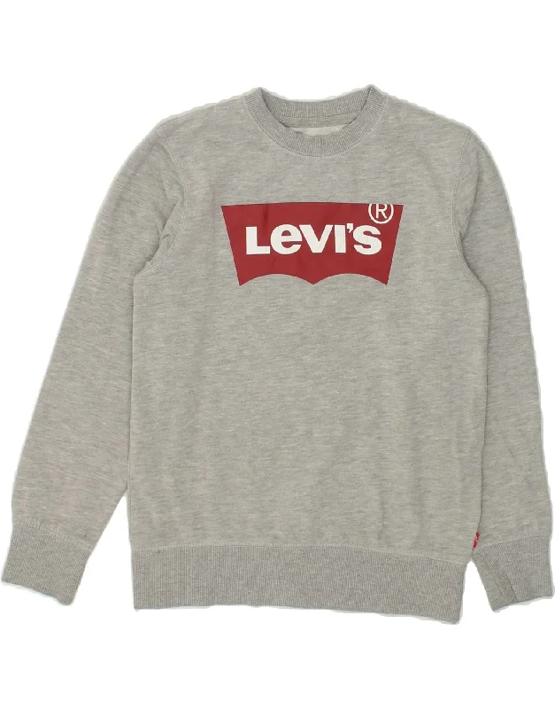 LEVI'S Boys Graphic Sweatshirt Jumper 11-12 Years Grey Cotton