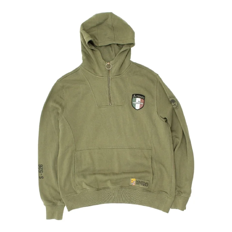 Marina Militare S 526 Todaro Mens Green Half Zip Hoodie | Vintage Designer