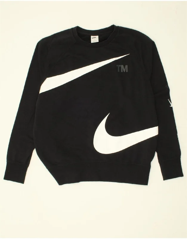 NIKE Mens Graphic Sweatshirt Jumper Large Black Cotton