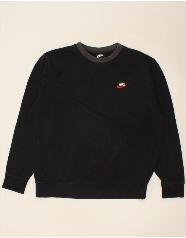 NIKE Mens Sweatshirt Jumper Large Black Cotton