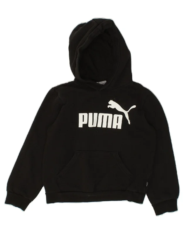 PUMA Boys Graphic Hoodie Jumper 9-10 Years Black Cotton