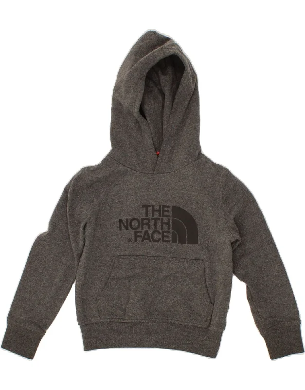 THE NORTH FACE Boys Graphic Hoodie Jumper 5-6 Years XS Grey Cotton