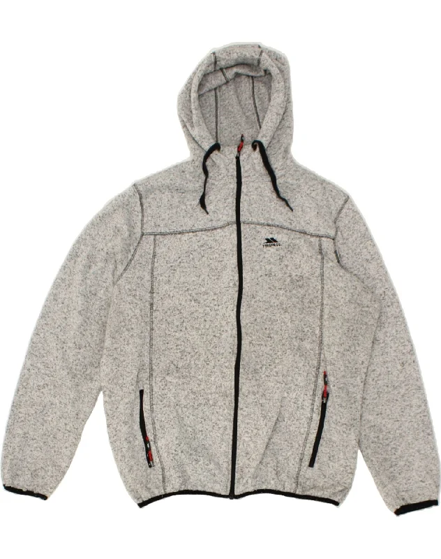 TRESPASS Mens Zip Hoodie Sweater 2XL Grey Flecked Polyester