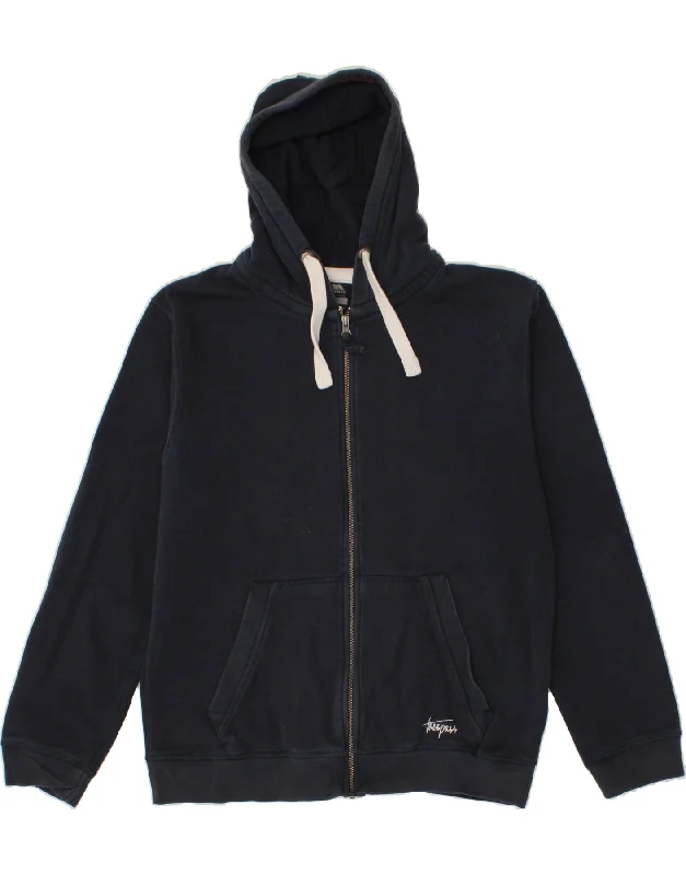 TRESPASS Mens Zip Hoodie Sweater Medium Navy Blue Cotton