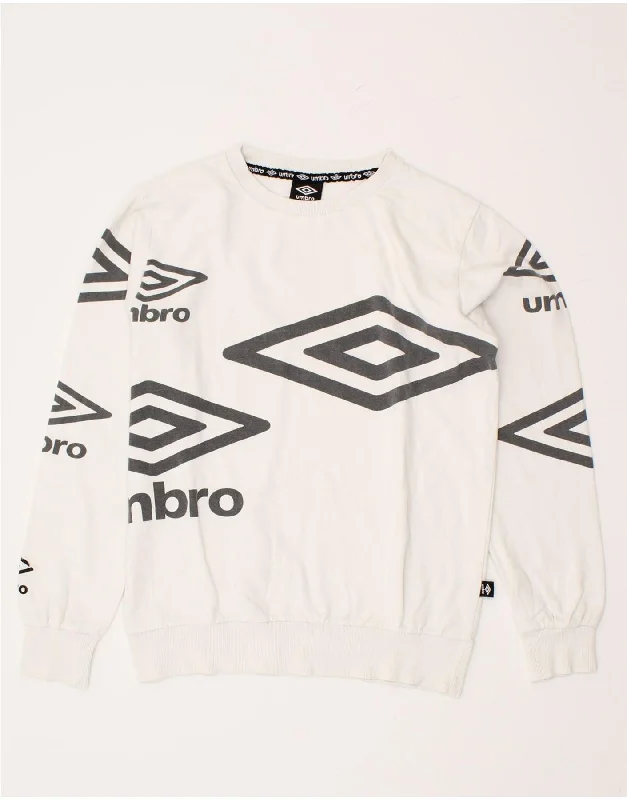 UMBRO Boys Graphic Sweatshirt Jumper 15-16 Years 2XL  White Cotton