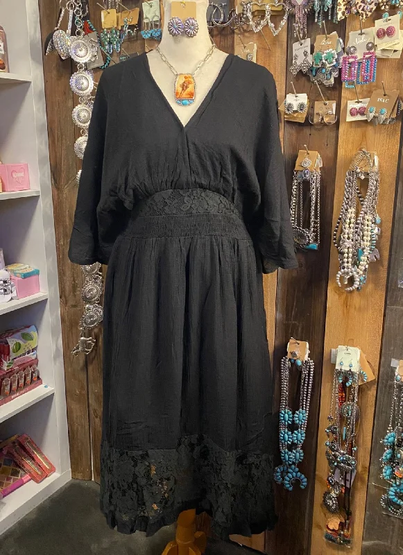 Lace High Low Black Dress