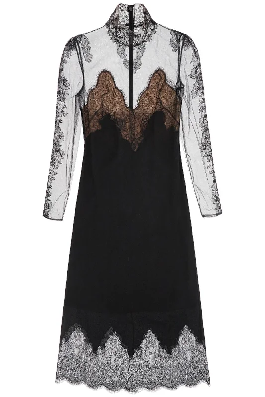 Silk And Lace Dress  - Black